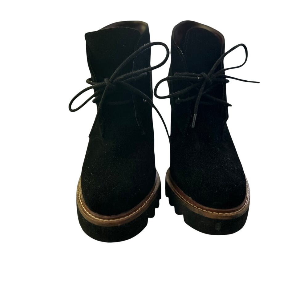 BCBGeneration Nariska Lace-Up Wedge Booties Black Size 8M